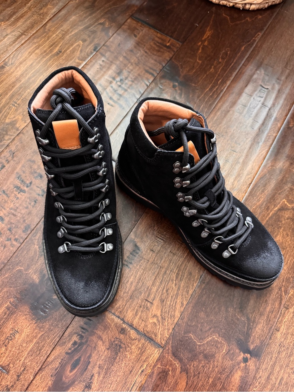 Men's Black Suede Leather Lace-Up Lug Boots - Gentle Souls Donovan